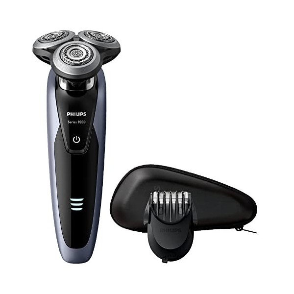 Philips Série 9000 S9111/41 Rasoir 8 directions Sec/Humidité 50 min Batterie + Tondeuse à barbe 5 positions + Housse de voyag