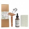 kit de rasage green-goose® | CareBox Shave Pack | Rasoir classique en or rose | 10 rasoirs | Huile de rasage | Soins Savon au