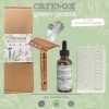 kit de rasage green-goose® | CareBox Shave Pack | Rasoir classique en or rose | 10 rasoirs | Huile de rasage | Soins Savon au