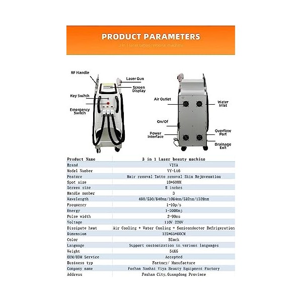 3 en 1 360 nm + picsure+rf pour enlever les tatouages du visage - Utilisation filaire - Machine dépilation laser anti-âge - 