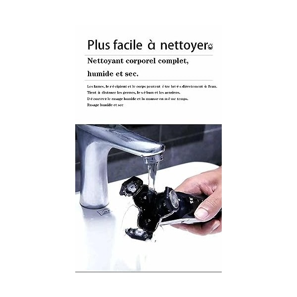 Rasoir électrique pour hommes, IPX7, écran LED, rechargeable, pour le lavage à sec et à leau, 2 heures pleines