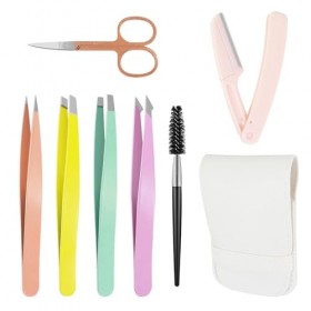 Pince a Epiler 7 Pièces Kit de Pince à Épiler, Kit De Pinces à Sourcils avec Étui, Pince a Epiler Sourcils en Acier Inoxydabl