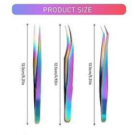 KHDULQ 3 Pcs Pince À Épiler Professionnelle En Acier Inoxydable De Précision,Pince À Cils, Pince Extension Cils,Pour Les Exte