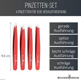 Schwertkrone pince à épilier 4 pièces Pincette à épiler les sourcils Pincette