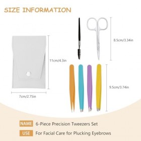 KHIRY 6 Pièces Pince à Épiler, Pince à Sourcils Professionnelle en Acier inoxydable et Pince à épiler Pointue, Pince de Préci