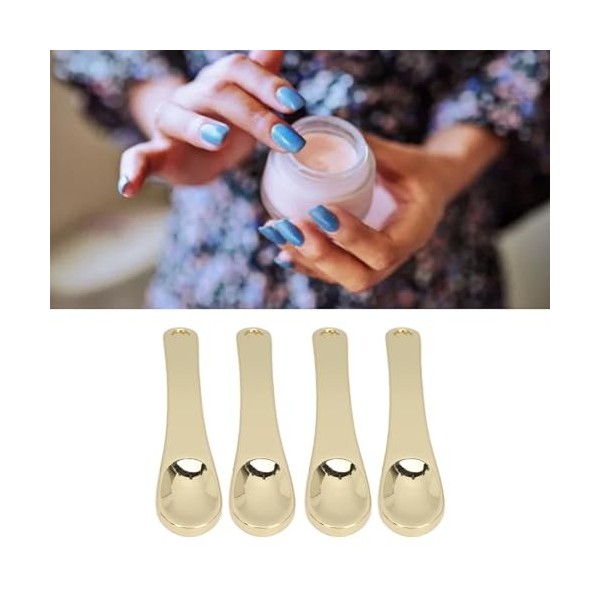 Mini Applicateur de Crème pour les Yeux, Spatule Cosmétique Portable en Métal Poli, Paquet de 4 pour Lotions de Crème pour le