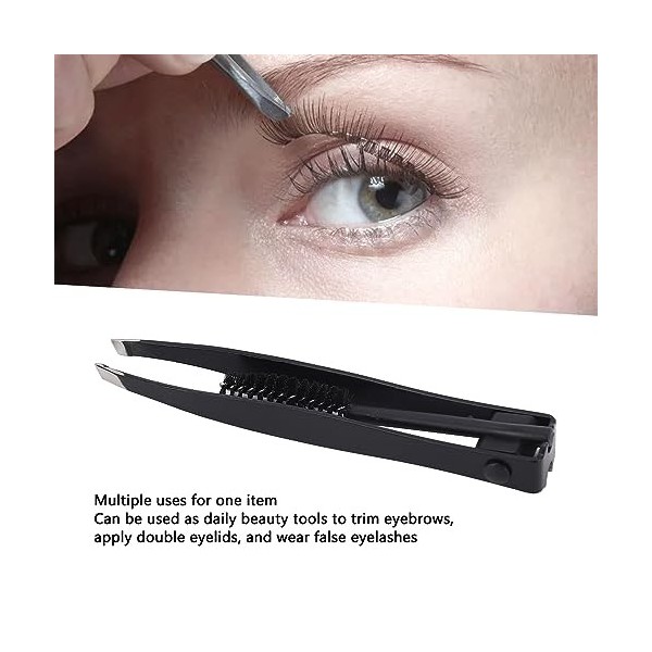 Pince à épiler à Sourcils, Pince à épiler à Pointe Oblique pour Sourcils, avec Brosse à Sourcils, Pince à épiler à Pointe Obl