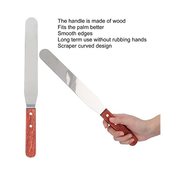 Spatules à Cire avec Manche en Bois, Corps en Acier Inoxydable, Design Intime Ergonomique, Lavable, de Haute qualité, Utilisa