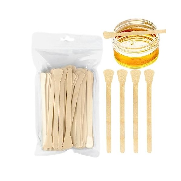 JINGAN Bâtons Cire,Épilation à la Cire Applicateur Bouleau Naturel - Accessoire dépilation Finement Poli pour la Barbe, Les 