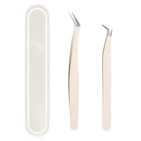 Lot de 2 pinces à épiler pour extensions de cils - Précision professionnelle - Pince à épiler individuelle - Kit 3D 5D Volume