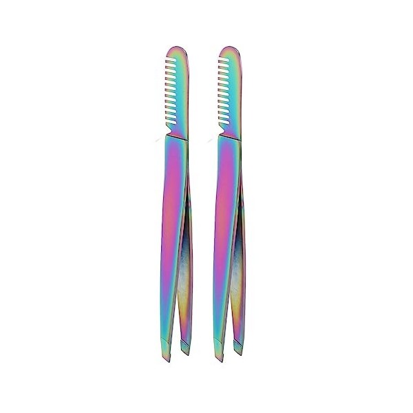 2 Pièces Pince à Sourcils En Acier Inoxydable Avec Peigne, Double Tête Pince Fermement Outil De Coupe des Sourcils Pince à Po