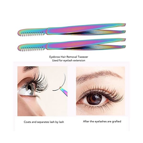 2 Pièces Pince à Sourcils En Acier Inoxydable Avec Peigne, Double Tête Pince Fermement Outil De Coupe des Sourcils Pince à Po