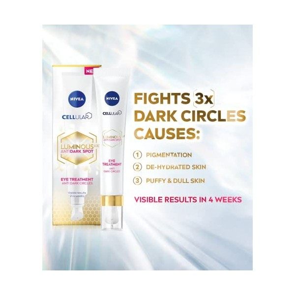 NIVEA Cellular LUMINOUS 630 Crème de traitement des yeux anti-cernes 15 ml , crème contour des yeux pour les cernes avec for