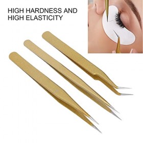 Ensemble de Pinces à épiler en Acier Inoxydable 3 Pièces, Pince à épiler de Manucure pour Greffe de Cils Bricolage Pince de M