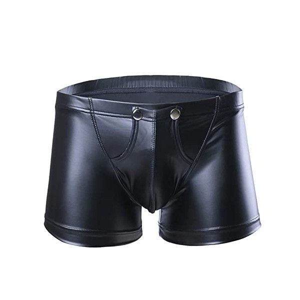 Duohropke Boxer effet mouillé pour homme - Brillant - En cuir verni - Sous-vêtements érotiques, 04 - Noir., XXXXXL