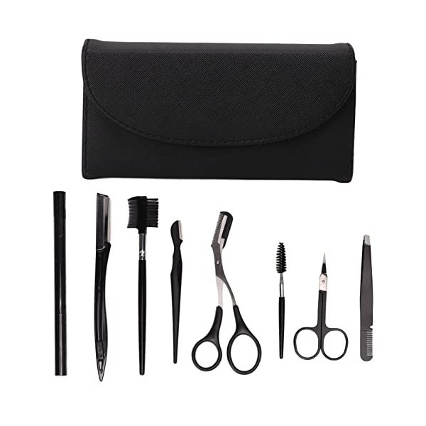 Kit Professionnel De Toilettage des Sourcils En Acier Inoxydable, Ensemble De 8 Pièces Avec Sac De Voyage, Sûr Et Durable