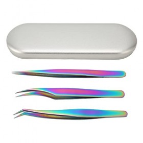 Lot De 3 Pinces à épiler Pour Extensions De Cils – Idéales Pour les Extensions De Cils Volumineuses Et Individuelles – Pincet