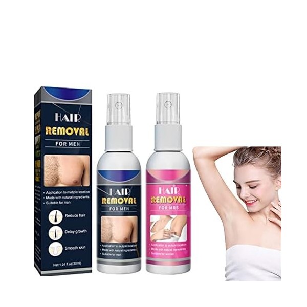 Junrinogin Hair Removal Spray,Natural Permanent Hair Removal Spray Stop Hair Growth Inhibitor Remover for Men Women Arms,Armp