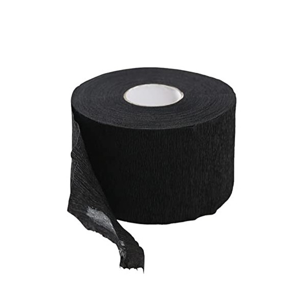 1 rouleau de bandes de cou jetables noires pour barbier - Écharpe de barbier en papier extensible - Pour accessoires de salon