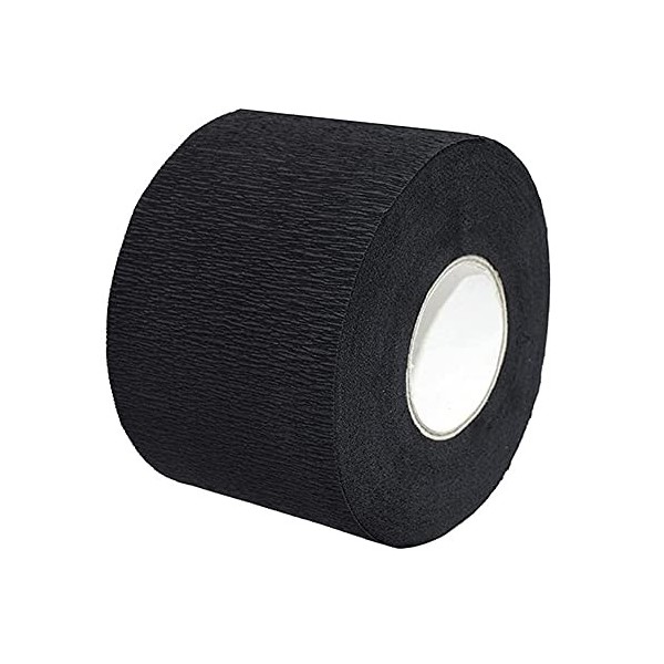 1 rouleau de bandes de cou jetables noires pour barbier - Écharpe de barbier en papier extensible - Pour accessoires de salon