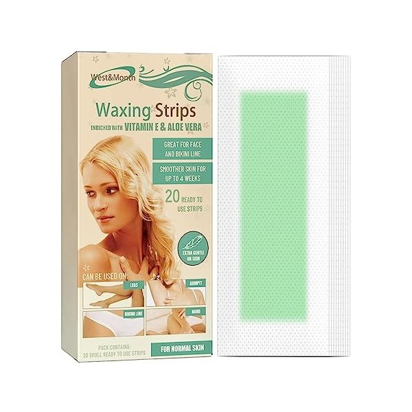 cire corporelle, Accueil Épilation cire pour le corps et le visage pour femmes, Bikini Wax Kit, 20 papier cire, papier dépil