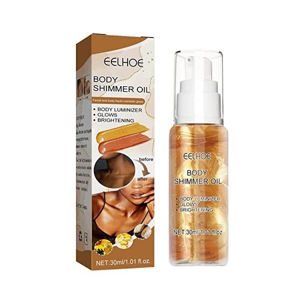Surligneur pour le corps Visage et corps Poudre scintillante Maquillage éclaircissant Peau Surligneur Paillettes 30 ml Cuticu