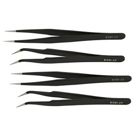 CUTULAMO Pince à épiler Antistatique, Pince à épiler en Acier Inoxydable Durable avec Housse de Protection pour la beauté