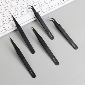 CUTULAMO Pince à épiler Antistatique, Pince à épiler en Acier Inoxydable Durable avec Housse de Protection pour la beauté