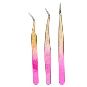3 Pièces Pince à Cils, Pince à épiler Nail Art, Pointes Droites En Acier Inoxydable Pince à Strass De Manucure De Couleur Dég