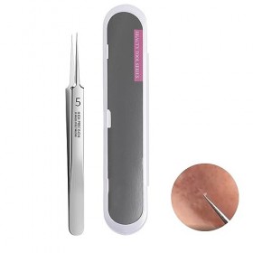 1 pince à épiler pointue en acier inoxydable - Pince à épiler fine et précise - Pince à épiler technique fine pour boutons d