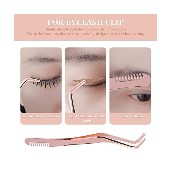 Lot de 2 pinces à épiler, outil de maquillage pour extensions de cils avec poignée ergonomique avec peigne à épiler à sourcil