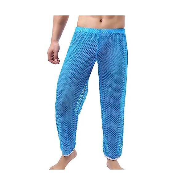 Pantalon sexy pour homme en maille transparente - Long - Sous-vêtements transparents - Respirant - Tanga - Pour fête - Clubwe