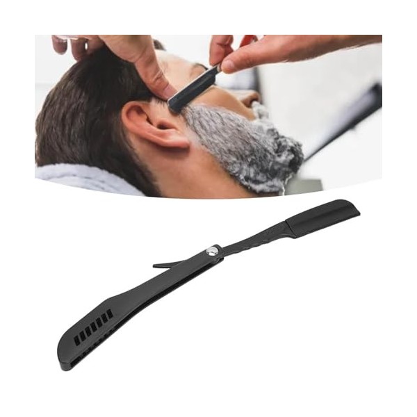 Tondeuse à barbe droite pliable, tondeuse à barbe pliable en acier inoxydable avec clip de coupe, coupe sans couture, antirou