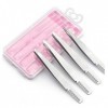 minkissy Lot de 4 accessoires pour faux cils, sourcils, kit de façonnage des sourcils, pince à épiler, kit de cosmétologie po