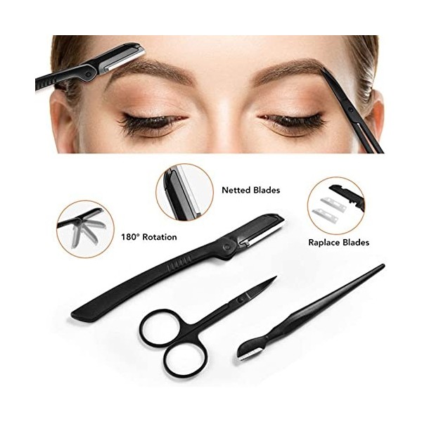 Ensemble De Tondeuse à Sourcils, 12 Pièces Kit De Tondeuse à Sourcils En Acier Inoxydable ABS Outil De Coupe De Sourcils Prof