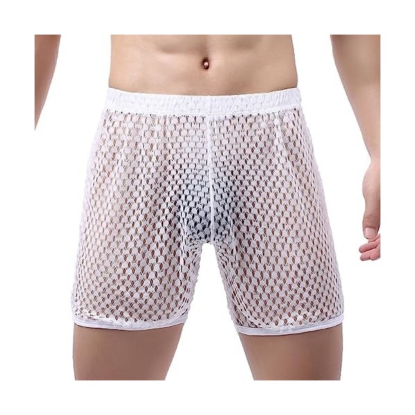 Duohropke Sous-vêtements en maille pour homme - Transparent - Short en maille - Boxer sexy - Sous-vêtements de nuit - Clubwea