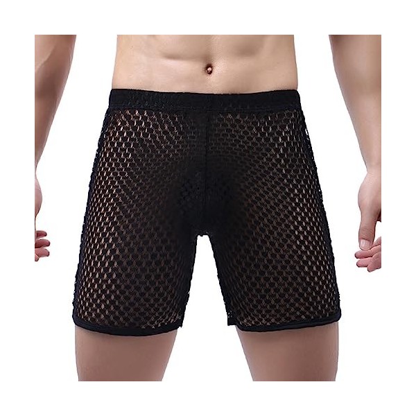 Duohropke Sous-vêtements en maille pour homme - Transparent - Short en maille - Boxer sexy - Sous-vêtements de nuit - Clubwea