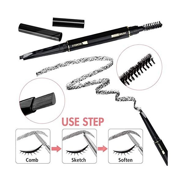 Griwiuiowe 5 PièCes Kit de Soin des Sourcils en Acier Inoxydable Pince à éPiler Ciseaux à Sourcils Peigne Crayon à Sourcils a