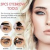 Evenden 5 PièCes Kit de Soin des Sourcils en Acier Inoxydable Pince à éPiler Ciseaux à Sourcils Peigne Crayon à Sourcils avec