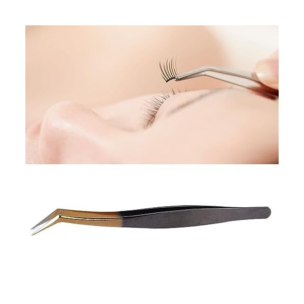 Pince à épiler professionnelle dorée pour extensions de cils, pour salon de coiffure