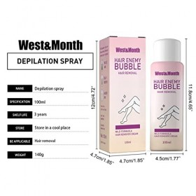 Spray dépilatoire, spray dépilatoire naturel pour hommes et femmes, crème dépilatoire indolore, crème dépilatoire bio pour ép