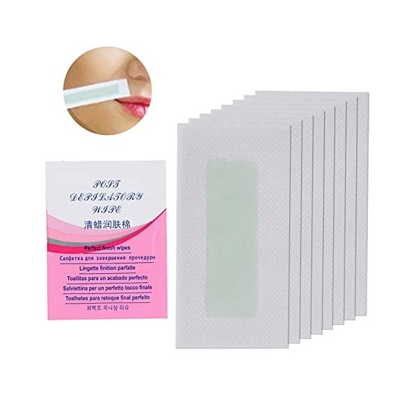 MOUMOUTEN 8 Paires Bandes De Cire Pour le Visage, Bande De Cire Dépilation Bandes De Cire Froide Bande De Papier Dépilatoire