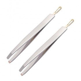 minkissy 2 Pièces Incliner Pince à Sourcils Biseautée Pince à Épiler Sourcils Pince à Points Noirs Extracteur De Boutons Pinc