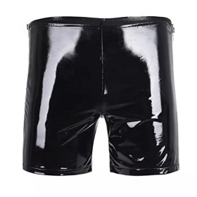 Duohropke Boxer effet mouillé pour homme - Brillant - En cuir verni - Sous-vêtements érotiques, 03 noir., L