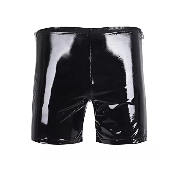 Duohropke Boxer effet mouillé pour homme - Brillant - En cuir verni - Sous-vêtements érotiques, 03 noir., L