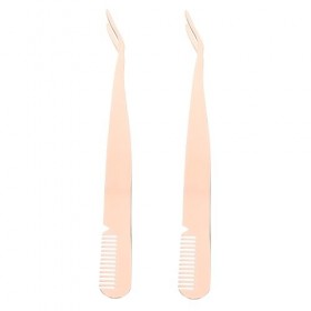 FRCOLOR Pince À Épiler 2 Pièces Outil De Recourbe-Cils Applicateur De Cils Accessoires De Beauté Précision Or Rose Étendre Pi