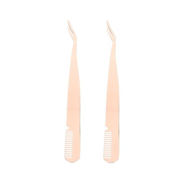 FRCOLOR Pince À Épiler 2 Pièces Outil De Recourbe-Cils Applicateur De Cils Accessoires De Beauté Précision Or Rose Étendre Pi