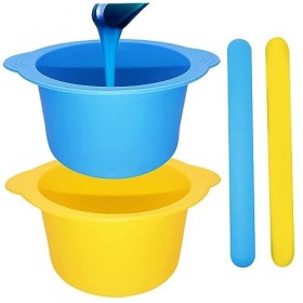 Doublure en pot à cire de silicone 2pcs Doublure de silicone de fusion de cire avec 2 spatules non-bâton réutilisable Silicon