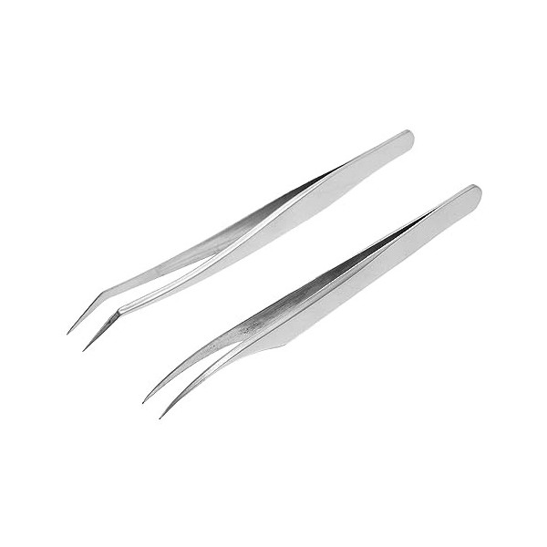 minkissy 2 Pièces Pince à Extension De Cils Pince à Sourcils En Acier Inoxydable Épilateur à Sourcils Pincettes Pointues Kit 