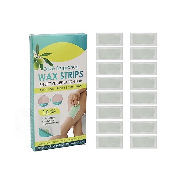 Bandes De Cire Crème 16pcs Bandes De Cire Pour le Corps Bandes De Cire Pour Lépilation Bandes De Cire Douces Pour les Jambes